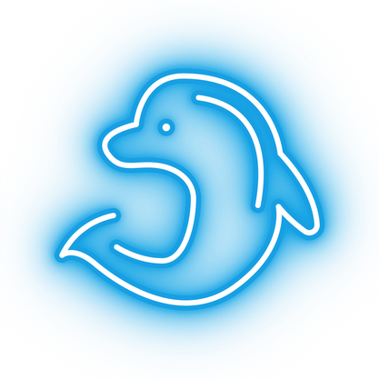 Neon blue dolphin icon