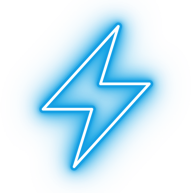 Neon blue lightning bolt icon